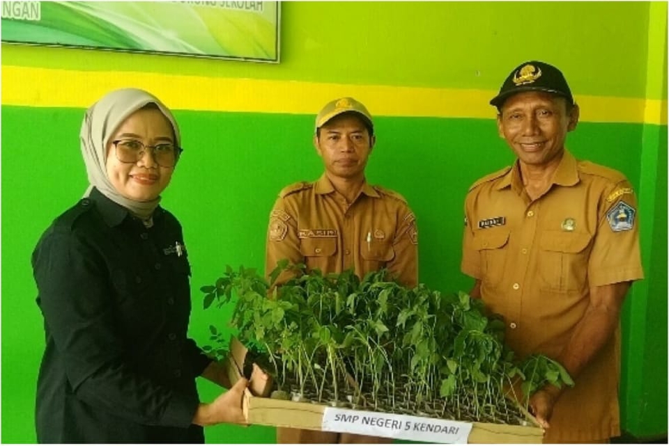 SMPN 5 Kendari Terima 150 Bibit Cabai dan Tomat. (Dok/Sultrarv.id)
